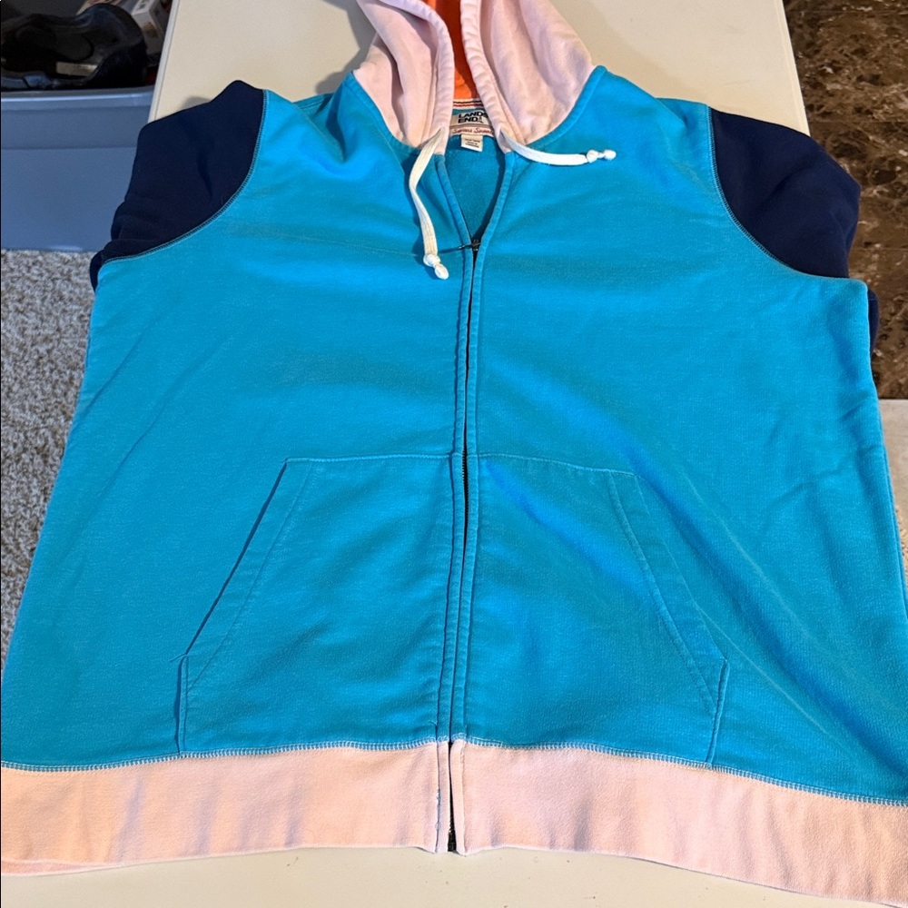 Lands' End Turquoise and Light Pink Hoodie